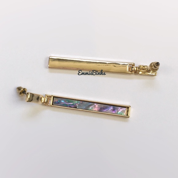 New Genuine Abalone Shell Linear Bar Drop Dangle Earrings - Picture 5 of 16